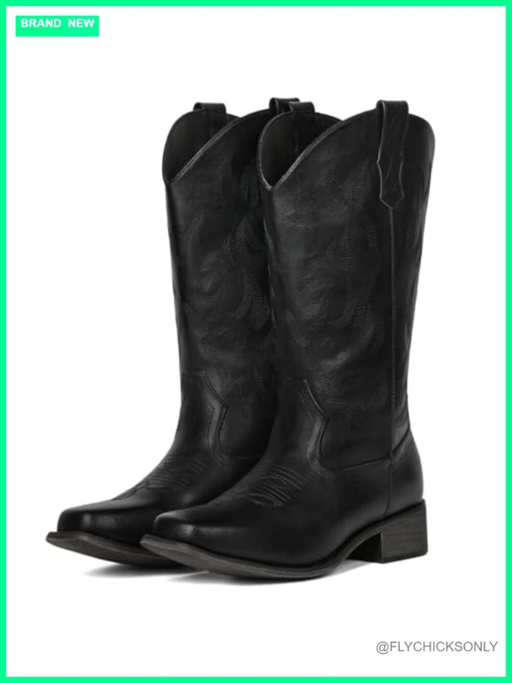 Women's Western Cowboy Boots Square Toe Mid Calf Pull On Suede Fashion Cowgirl